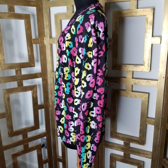 Escada Floral Pink Cardigan Sweater Gold Button XL - Picture 3 of 8